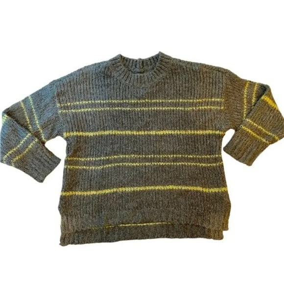 Aerie Crewneck Sweater Green Stripe Mohair Blend Chunky Small - Picture 1 of 6